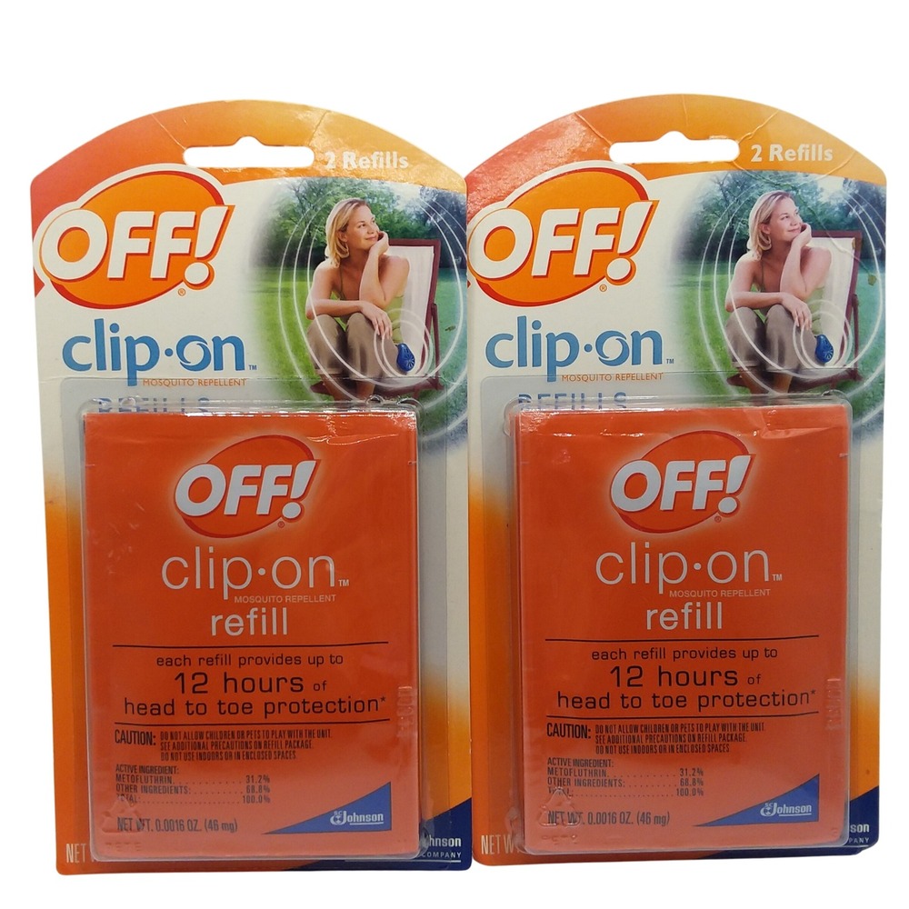 Lot of 2 OFF! Clip-On Mosquito‎ Repellent Refills 2 Packs - 4 Refills Total